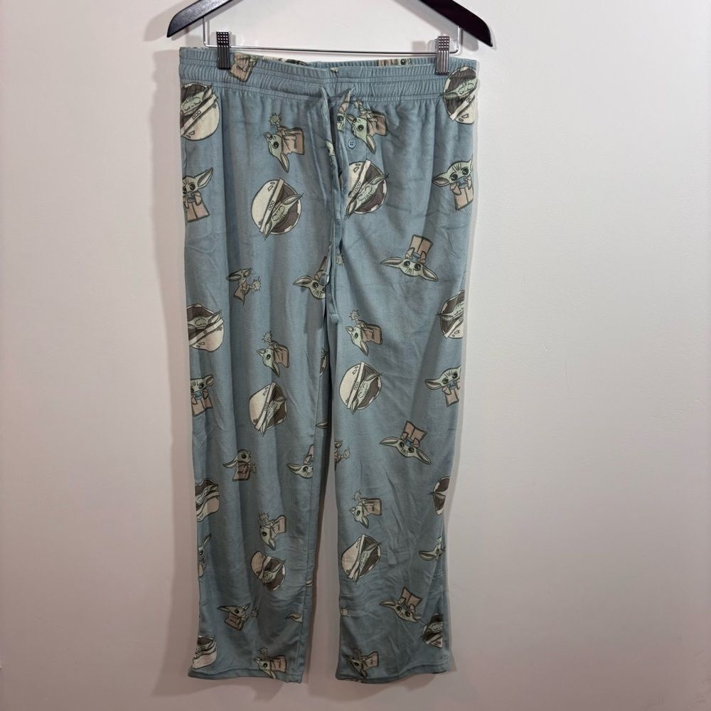 Star Wars Baby Yoda Fleece Elastic Waste Drawstring Pajama Pants Medium Soft